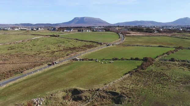 Aerial view of the road to Ballyness pier in Ireland. Aerial view of the road to Ballyness pier in Ireland.
