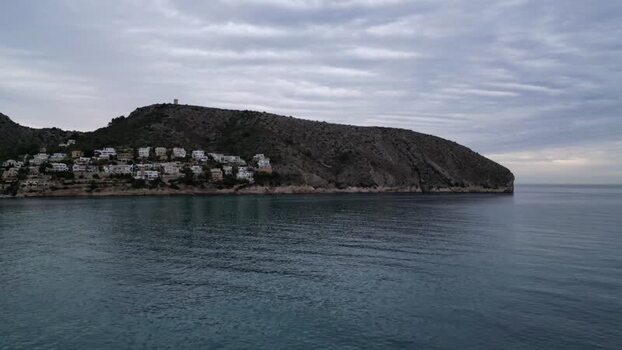 Aerial view of Moraira coastline Spain.