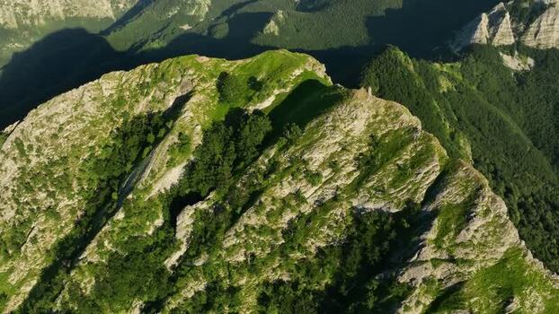 Aerial view of Monte Freddone in the Apuan Alps Italy.