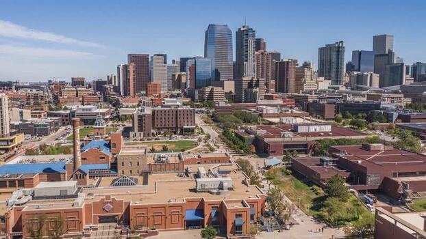 Aerial view of Denver skyline in Colorado United States.