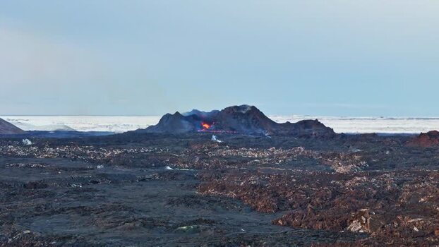 Aerial view of Sundhnukur Volcano Iceland.