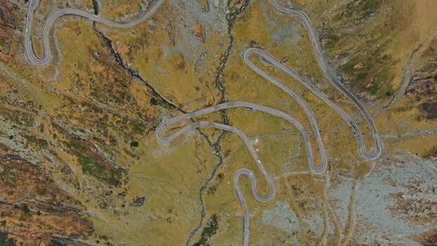 Aerial view of Transfagarasan road in Romania. Aerial view of Transfagarasan road in Romania.