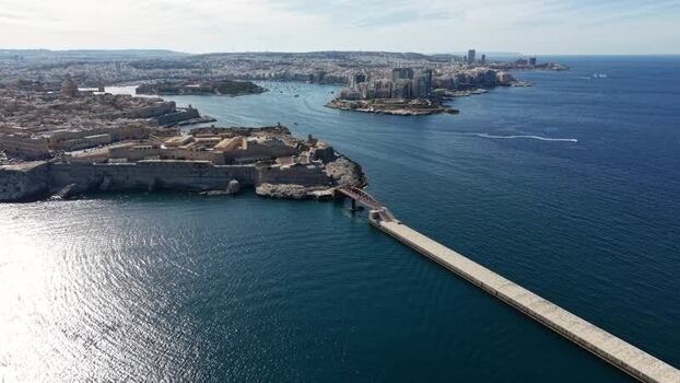 Aerial view of Fort Saint Elmo and Grand Harbour Malta.
