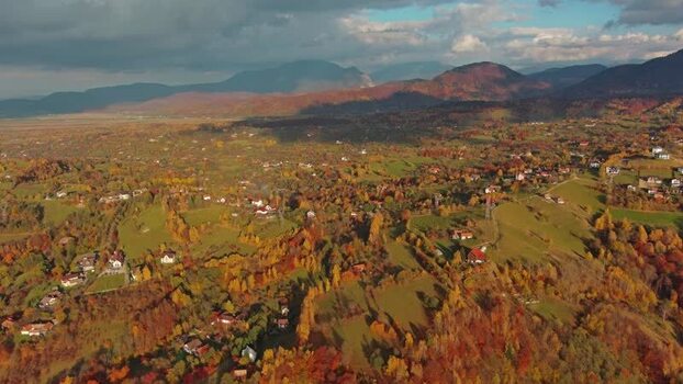 Aerial view of Transylvania autumn landscape ROMANIA.