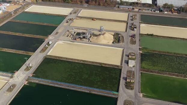 Aerial view of Ashford Common Water Treatment Works United Kingdom.