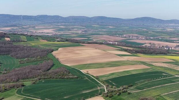 Aerial view of agricultural fields France.