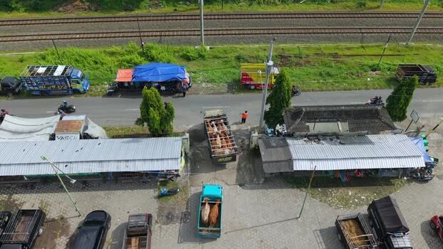 Aerial view of Animal Market Prambanan Indonesia. Aerial view of Animal Market Prambanan Indonesia.