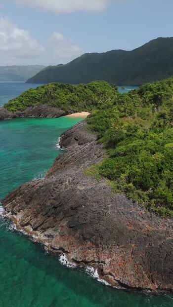 Aerial view of Playa Onda Samana Dominican Republic.