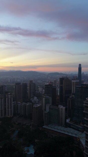 Aerial view of Petronas Towers Malaysia.
