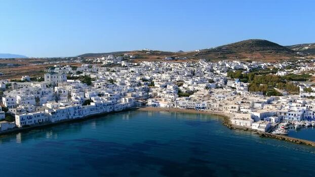 Aerial view of the coastal town of Naoussa in Greece. Aerial view of the coastal town of Naoussa in Greece.
