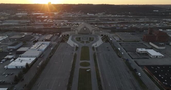 Aerial view of Cincinnati Union Terminal United States. Aerial view of Cincinnati Union Terminal United States.