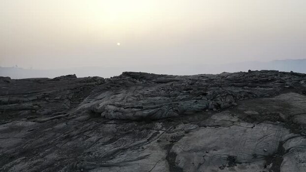 Aerial view of Danakil Desert and lava flows Ethiopia.