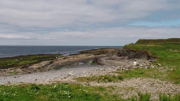 Aerial view of the rocky coastline at the hut site Ireland. Aerial view of the rocky coastline at the hut site Ireland.