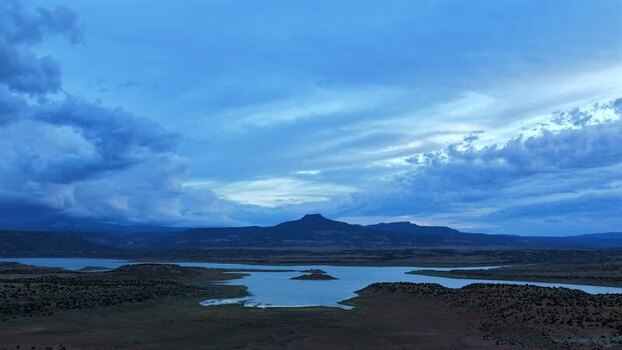 Aerial view of Cerro Pedernal at dusk United States.