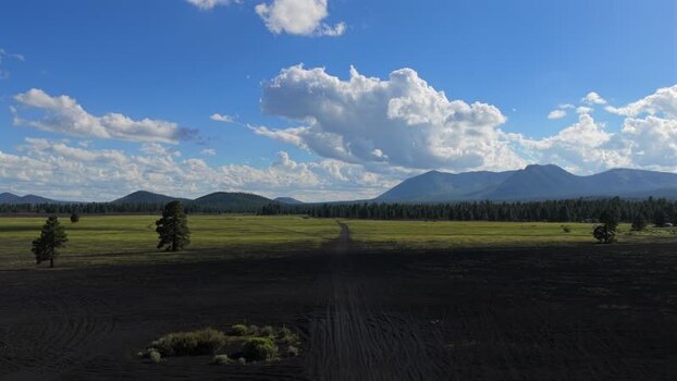 Aerial view of cinder hills near Flagstaff United States.