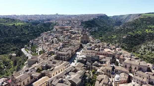 Aerial view of the historic town of Ragusa in Sicily Italy. Aerial view of the historic town of Ragusa in Sicily Italy.