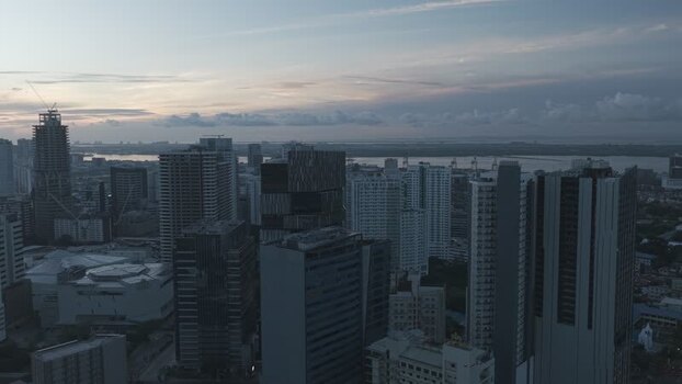 Aerial view of the Cebu City skyline and skyscrapers Philippines.