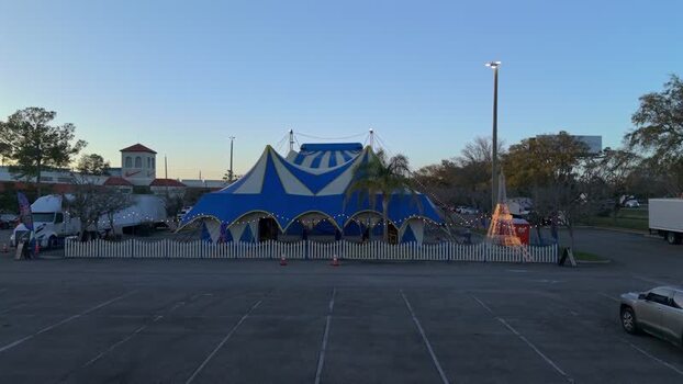 Aerial view of blue and white tent United States. Aerial view of blue and white tent United States.