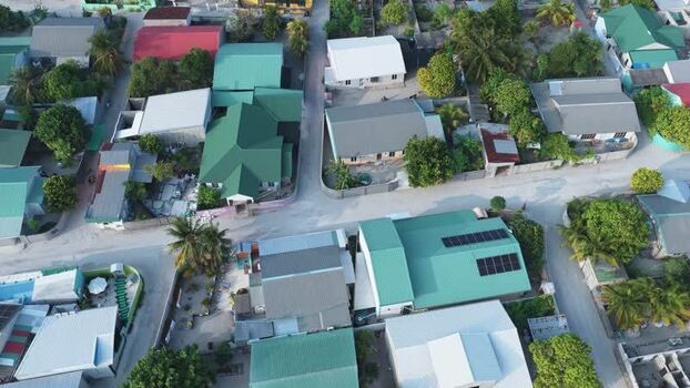Aerial view of residential houses and streets in Makunudhoo Maldives. Aerial view of residential houses and streets in Makunudhoo Maldives.
