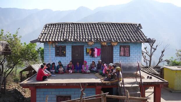 View of women gathered at a house in Surkhet Nepal. View of women gathered at a house in Surkhet Nepal.