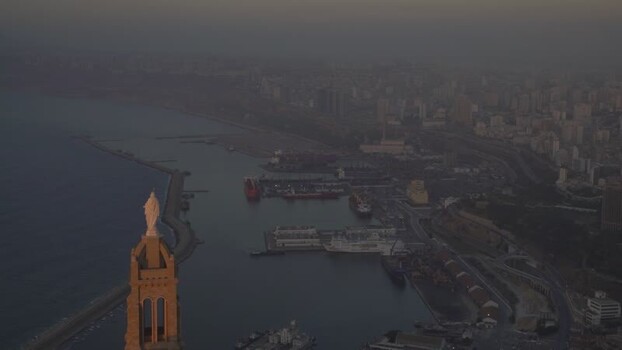 Aerial view of Santa Cruz Chapel overlooking the port of Oran Algeria.
