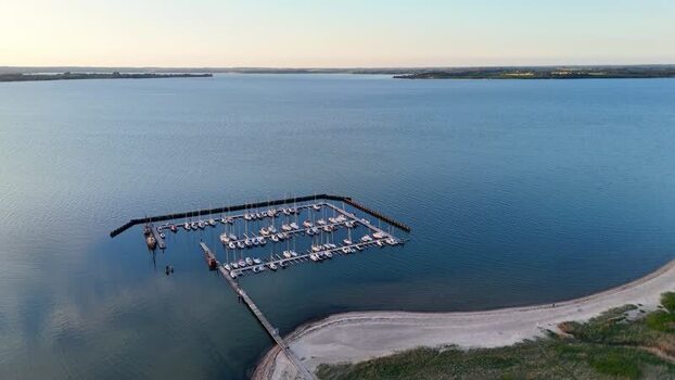 Aerial view of sailboats at Bockholmwik marina Germany. Aerial view of sailboats at Bockholmwik marina Germany.
