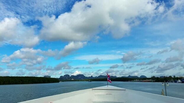 View of Ao Nang Bay and limestone karsts Thailand.