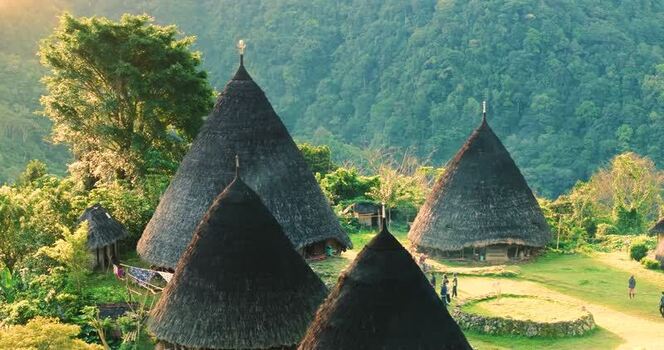 Aerial view of Waerebo Village Indonesia.