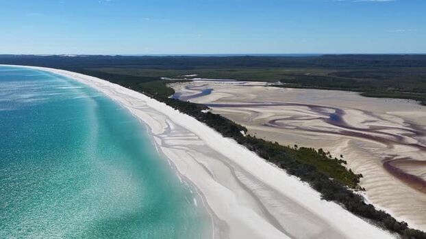 Aerial view of Wathumba Creek on K gari Australia.