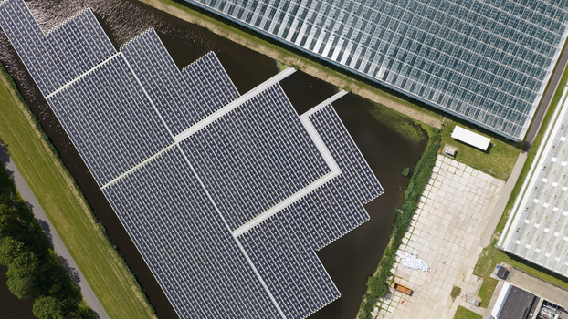 Aerial View of Agrivoltaic Greenhouses in Middenmeer