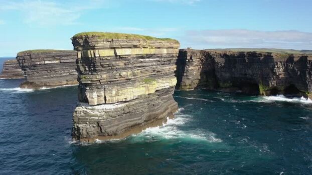 Aerial view of Dun Briste Sea Stack in Ballycastle Ireland. Aerial view of Dun Briste Sea Stack in Ballycastle Ireland.