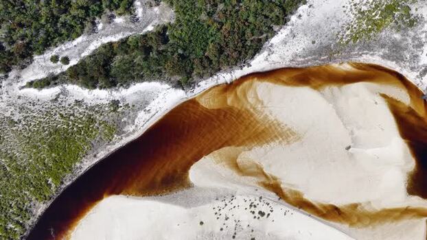 Aerial view of Wathumba Creek on K gari Australia.