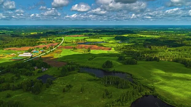Aerial view of green fields and lakes in LATVIA. Aerial view of green fields and lakes in LATVIA.