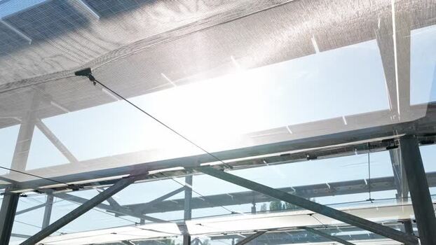 Aerial view of solar panel structure in Faenza Italy.