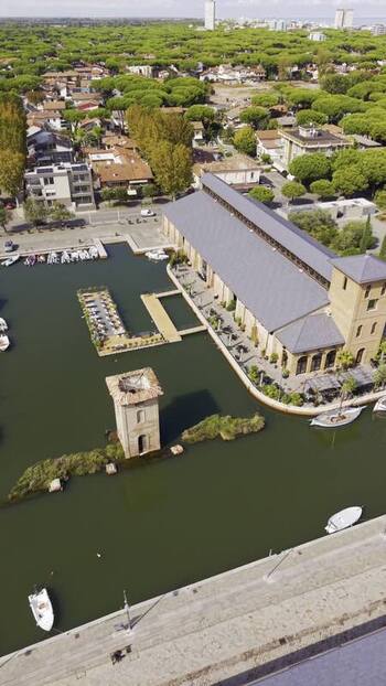 Aerial view of Magazzini del Sale in Cervia Italy.