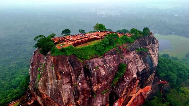 Aerial view of Sigiriya Rock Fortress in Sri Lanka.