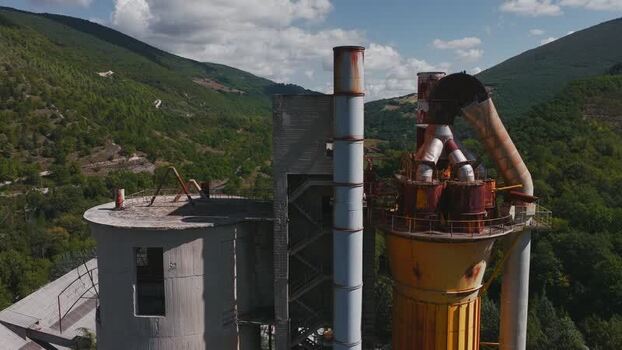 Aerial view of Sacci cement factory in Castelraimondo Italy.