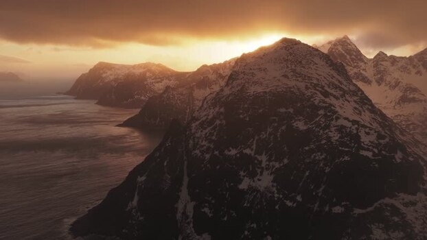 Aerial view of mountains and sea Norway.