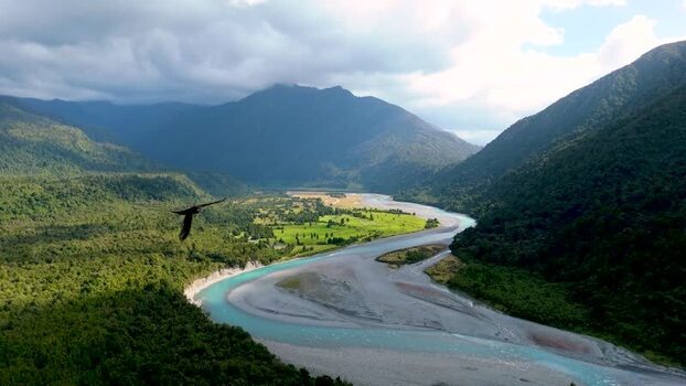 Aerial view of Hokitika Gorge river New Zealand. Aerial view of Hokitika Gorge river New Zealand.