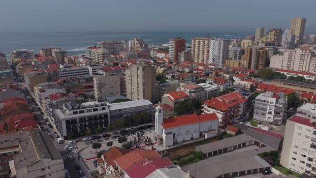 Aerial view of Igreja de Nossa Senhora do Desterro in Portugal.