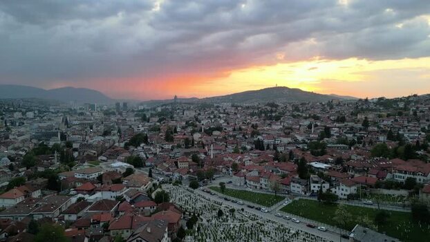 Aerial view of Sarajevo at sunset Bosnia and Herzegovina. Aerial view of Sarajevo at sunset Bosnia and Herzegovina.