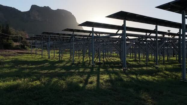Aerial view of solar panels in Terrasini Italy.