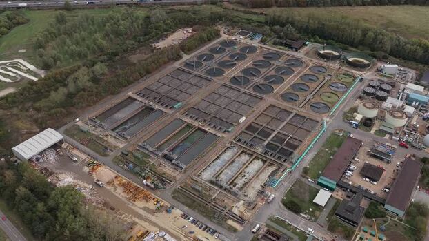 Aerial view of Broughton water treatment plant United Kingdom. Aerial view of Broughton water treatment plant United Kingdom.