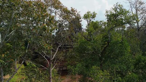 Aerial view of ancient temple ruins in Krong Siem Reap Cambodia. Aerial view of ancient temple ruins in Krong Siem Reap Cambodia.