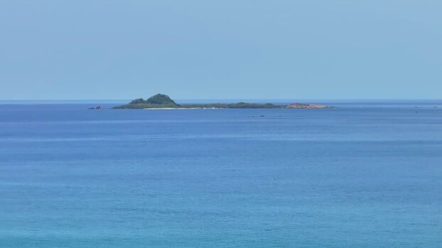 Aerial view of a small island in the ocean Sri Lanka.