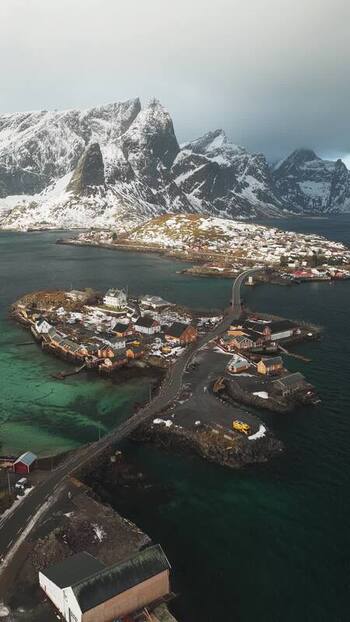 Aerial view of Hamn&oslash;y village Norway.