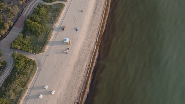 Aerial view of Miami Beach coastline United States.