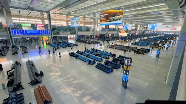 View of the modern railway station waiting hall in Chongqing China.