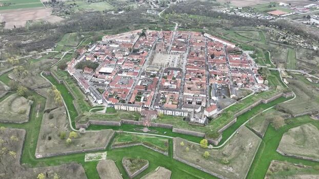 Aerial view of Neuf Brisach city France.