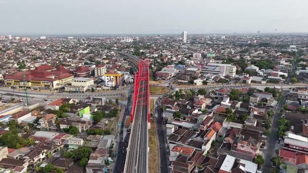 Aerial view of Joglo Railway Bridge in Surakarta Indonesia. Aerial view of Joglo Railway Bridge in Surakarta Indonesia.